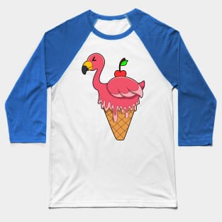 Flamingo with Waffle ice cream & Apple Baseball T-Shirt